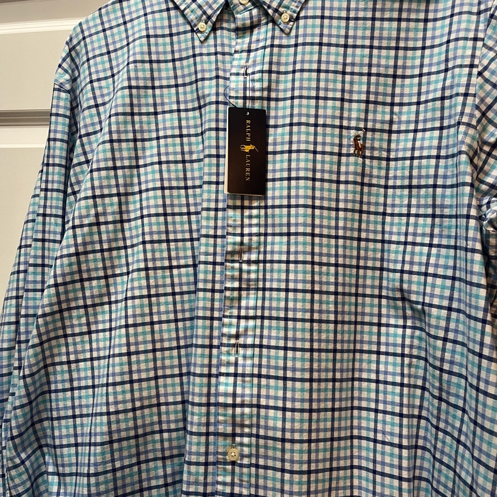 Ralph Lauren Plaid Button-Down Shirt in Blue and Green
